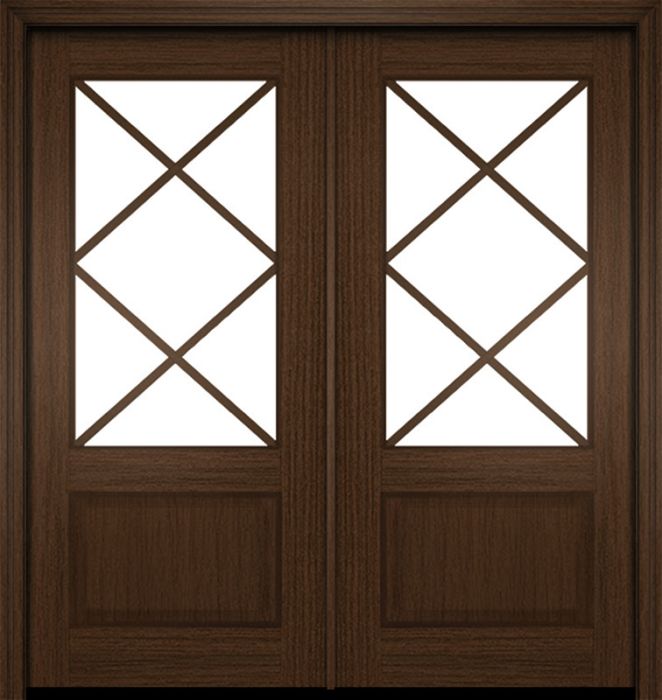 80" Mahogany Biscayne 7 Lite Double Door | HVHZ Impact