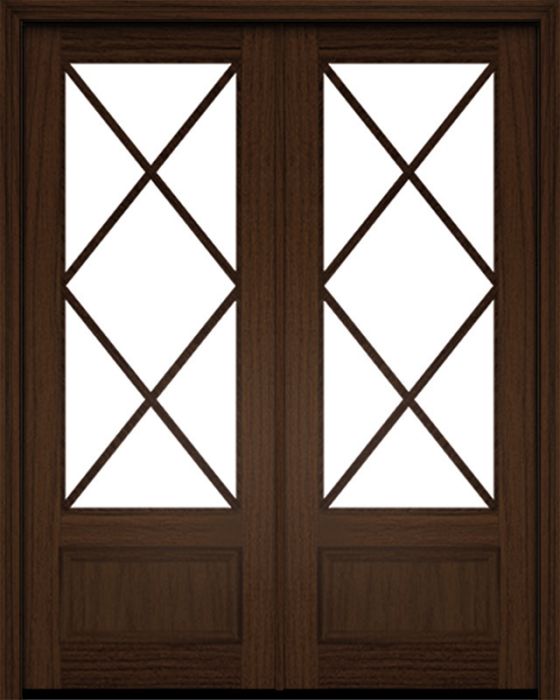 96" Mahogany Biscayne 7 Lite Double Door | HVHZ Impact