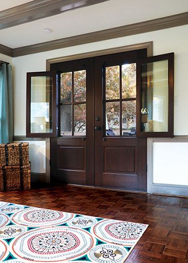 80" Mahogany Breezeport 4 Lite Double Door, 2-1/4" Thick
