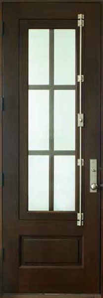 96" Mahogany Breezeport 6 Lite Single Door, 2-1/4" Thick