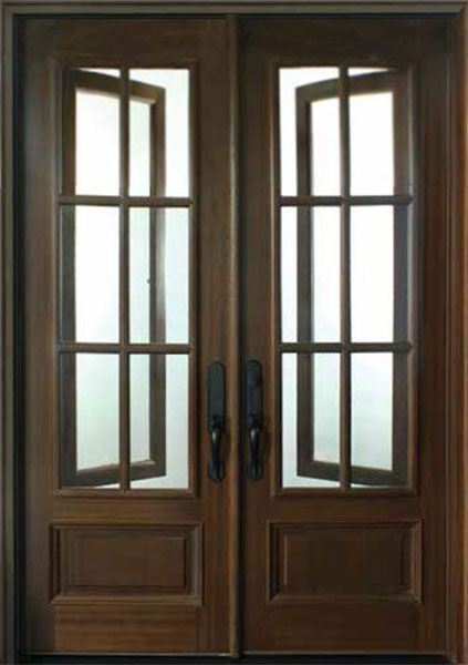 96" Mahogany Breezeport 6 Lite Double Door, 2-1/4" Thick