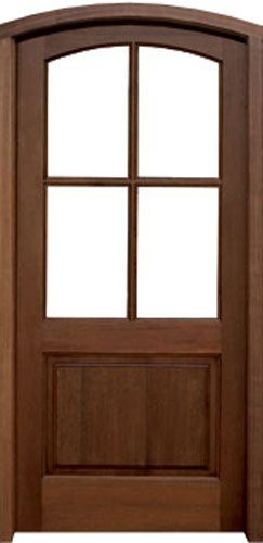 80" Mahogany Brentwood TDL 4 Lite Single Door/Arch Top