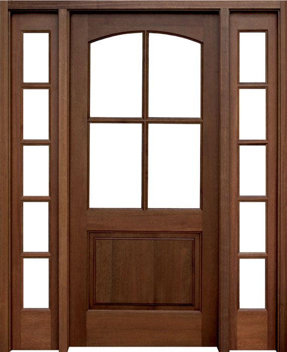 80" Mahogany Brentwood TDL 4 Lite Single Door/2Sidelite
