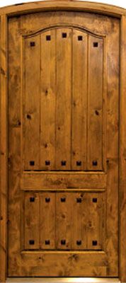 96" Knotty Alder Kenmure Solid Panel Single Door/Arch Top, 2-1/4" Thick