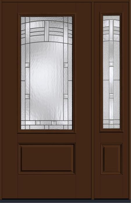 80 Maple Park 3/4 Lite 1 Panel Smooth Fiberglass Single Door,Sidelite , WBD Impact