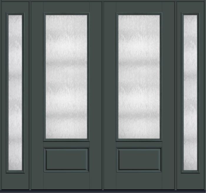 96 Chord 3/4 Lite 1 Panel Smooth Fiberglass Double Door,Sidelites , WBD Impact