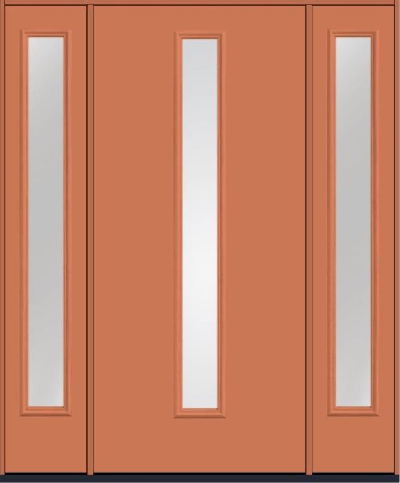 80 Low-E Modern Pulse Linea Centered Smooth Fiberglass Single Door,Sidelites , WBD Impact