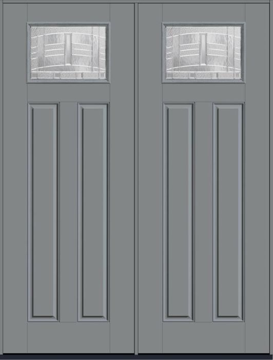 96 Maple Park Craftsman Top View 2 Panel Smooth Fiberglass Double Doors , WBD Impact