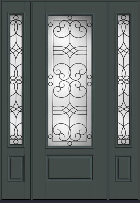 96 Salinas 3/4 Lite 1 Panel Smooth Fiberglass Single Door,Sidelites , WBD Impact