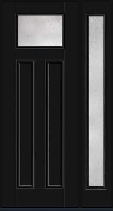 96 Rainglass Craftsman Top View 2 Panel Smooth Fiberglass Single Door,Sidelite , WBD Impact