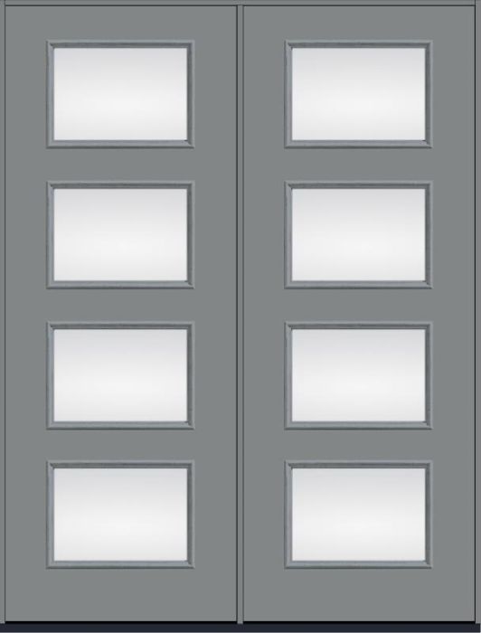 96 Low-E Modern Pulse Ari 4-Lite Smooth Fiberglass Double Doors , WBD Impact
