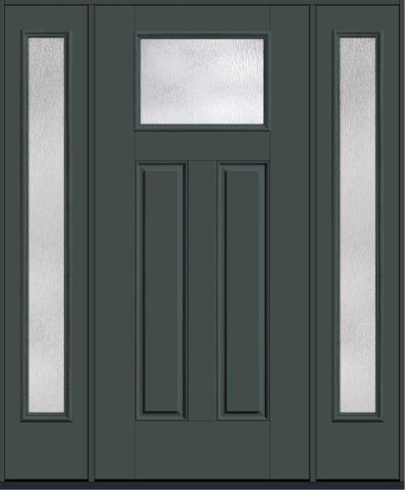 80 Rainglass Craftsman Top View 2 Panel Smooth Fiberglass Single Door,Sidelites , WBD Impact