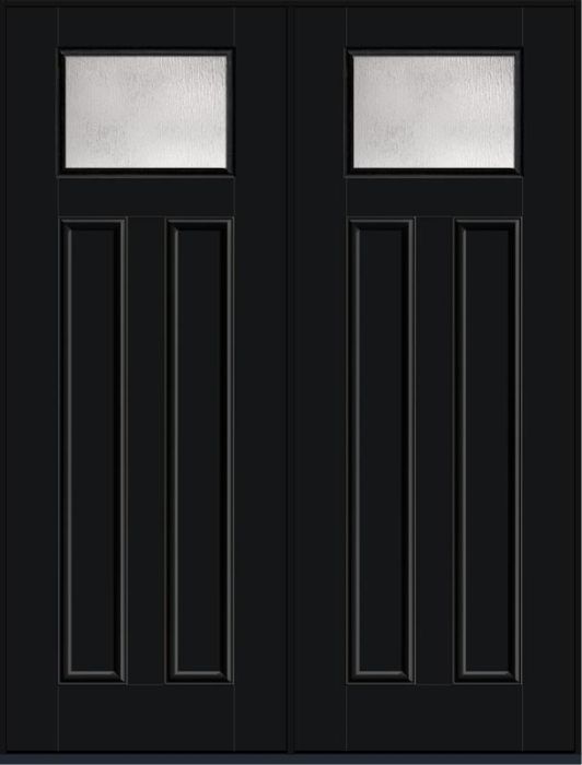 96 Rainglass Craftsman Top View 2 Panel Smooth Fiberglass Double Doors , WBD Impact