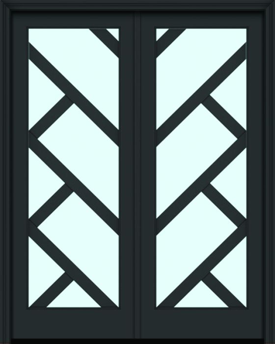 Impact 96" Full Lite 8 Lite 3.5" Designer SDL Cairo Nova 90 Smooth Fiberglass Double Door