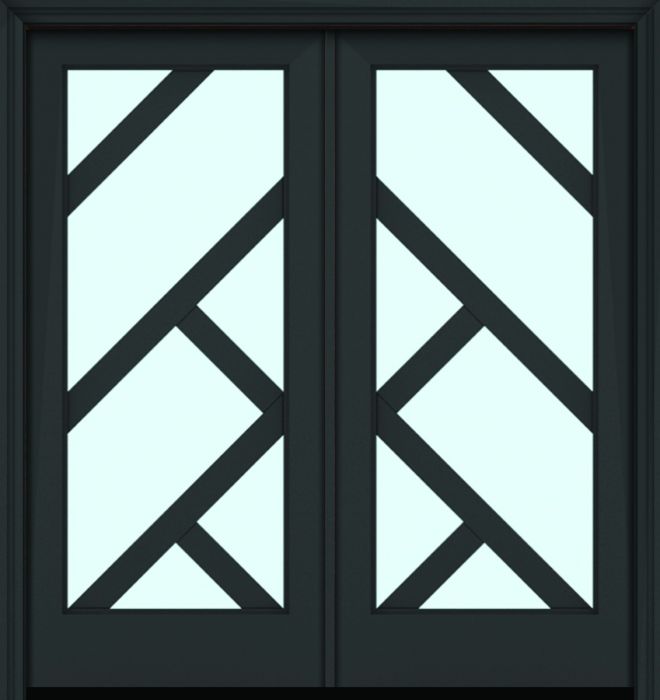 80" Full Lite 6 Lite 3.5" Designer SDL Cairo Nova 90 Smooth Fiberglass Double Door