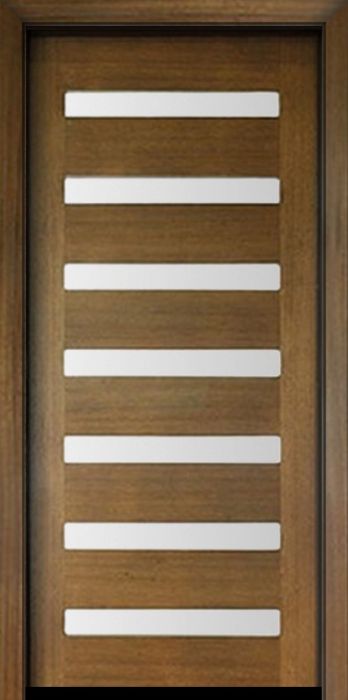 80" Mahogany Carlo Horizontal 7 Lite TDL Contemporary Modern Single Door