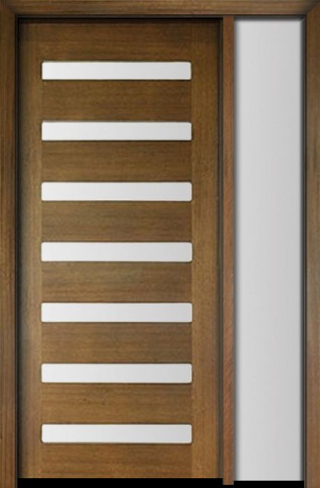 80" Mahogany Carlo Horizontal 7 Lite TDL Contemporary Modern Single Door/Sidelite