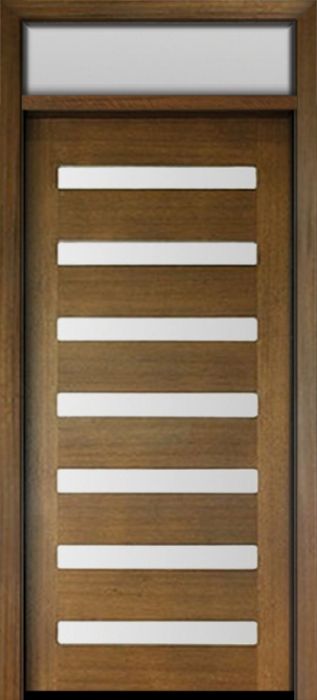 80" Mahogany Carlo Horizontal 7 Lite TDL Contemporary Modern Single Door & Rec Transom