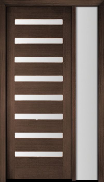96" Mahogany Carlo Horizontal 8 Lite TDL Contemporary Modern Single Door/Sidelite