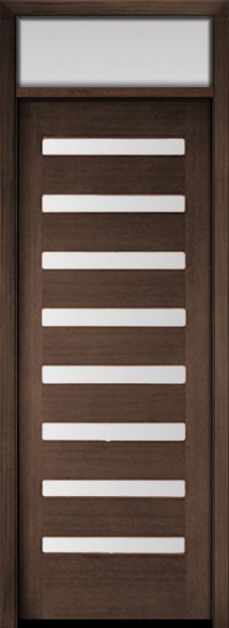 96" Mahogany Carlo Horizontal 8 Lite TDL Contemporary Modern Single Door & Rec Transom