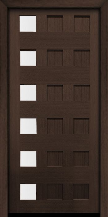 80" Mahogany Carlo Square 6 Lite TDL Contemporary Modern Single Door