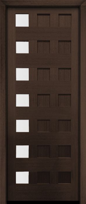 96" Mahogany Carlo Square 7 Lite TDL Contemporary Modern Single Door