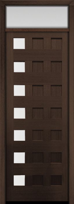 96" Mahogany Carlo Square 7 Lite TDL Contemporary Modern Single Door & Rec Transom