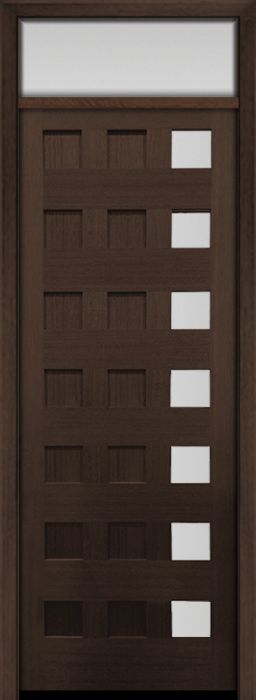 96" Mahogany Carlo Square 7 Lite TDL Contemporary Modern Single Door & Rec Transom