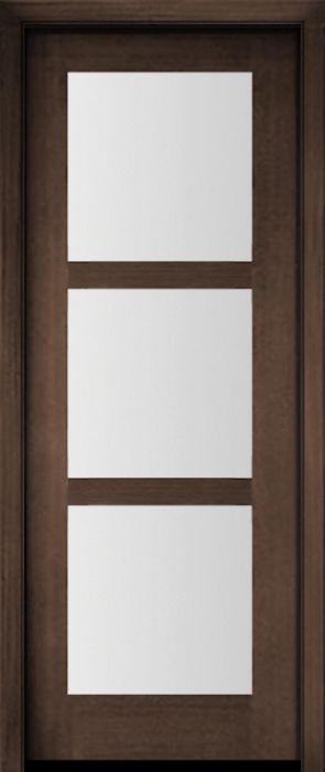 96" Mahogany Carlo Tri Lite TDL Contemporary Modern Single Door