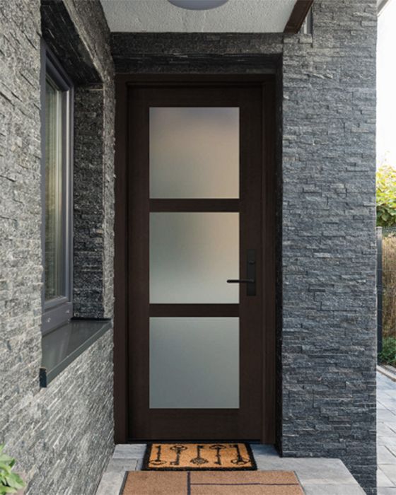 96" Mahogany Carlo Tri Lite TDL Contemporary Modern Single Door