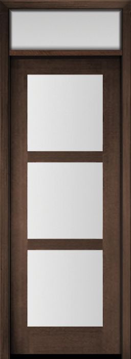 96" Mahogany Carlo Tri Lite TDL Contemporary Modern Single Door & Rec Transom