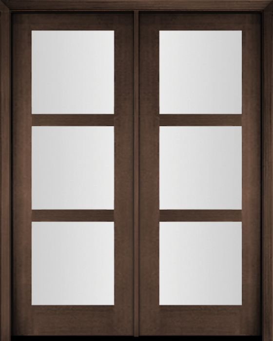 96" Mahogany Carlo Tri Lite TDL Contemporary Modern Double Door
