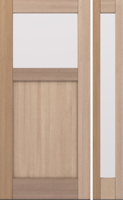 CRF-P1G1 | 80"  | Mahogany Wood Top View 1-3/4" Exterior Door with One Sidelite - DIY RTA Kit
