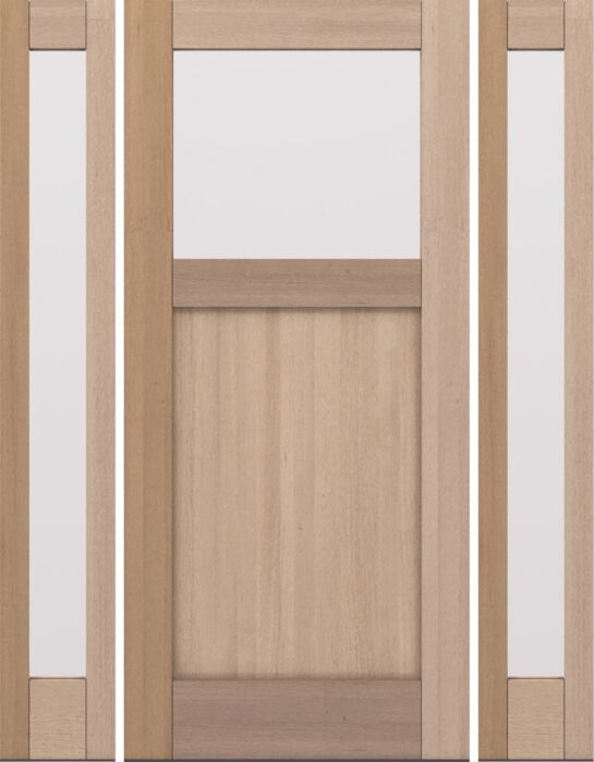 CRF-P1G1 | 80"  | Mahogany Wood Top View 1-3/4" Exterior Door with Two Sidelites - DIY RTA Kit
