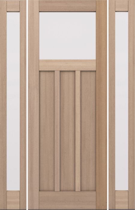 CRF-P3G1 | 96"  | Mahogany Wood Top View 1-3/4" Exterior Door with Two Sidelites - DIY RTA Kit