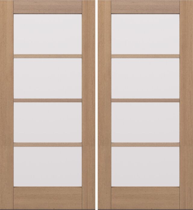 G10402 | 80"  | Mahogany Wood SDL Full Lite,4 Lite 1-3/4" Exterior Double Door - DIY RTA Kit
