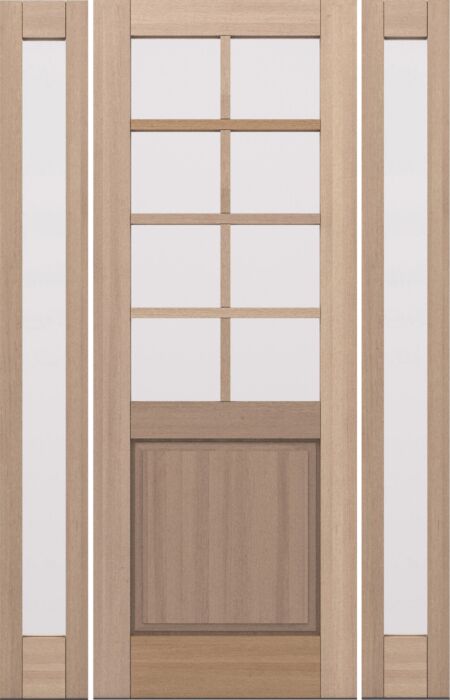 G5008 | 96"  | Mahogany Wood SDL 1/2 Lite,8 Lite 1-3/4" Exterior Door with Two Sidelites - DIY RTA Kit