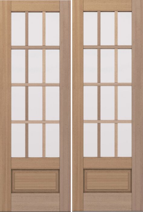 G7512 | 96"  | Mahogany Wood SDL 3/4 Lite,12 Lite 1-3/4" Exterior Double Door - DIY RTA Kit