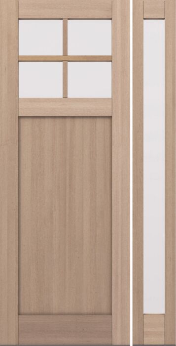 CRF-P1G4 | 96"  | Mahogany Wood SDL 4 Lite 1-3/4" Exterior Door with One Sidelite - DIY RTA Kit