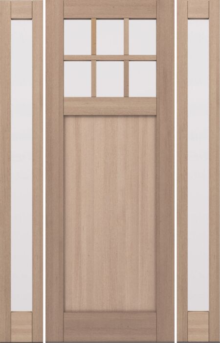 CRF-P1G6 | 96"  | Mahogany Wood SDL 6 Lite 1-3/4" Exterior Door with Two Sidelites - DIY RTA Kit