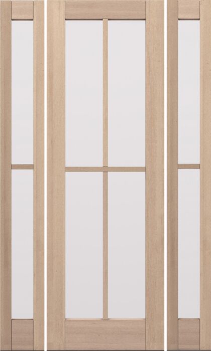 G104 | 96"  | Mahogany Wood SDL Full Lite,4 Lite 1-3/4" Exterior Door with Two Sidelites - DIY RTA Kit