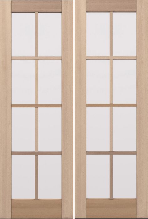 G108 | 96"  | Mahogany Wood SDL Full Lite,8 Lite 1-3/4" Exterior Double Door - DIY RTA Kit