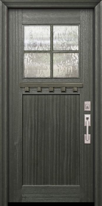 36" x 80" Craftsman 4 Lite SDL 1 Panel Mahogany Door