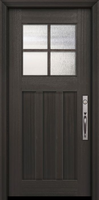 36" x 80" Craftsman 4 Lite SDL 3 Panel Mahogany Door