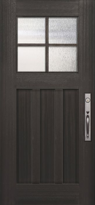 36" x 80" Craftsman 4 Lite SDL 3 Panel Mahogany Door