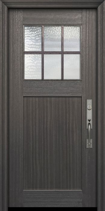36" x 80" Craftsman 6 Lite SDL 1 Panel Mahogany Door