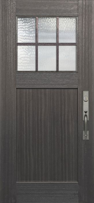 36" x 80" Craftsman 6 Lite SDL 1 Panel Mahogany Door