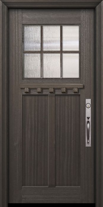 36" x 80" Craftsman 6 Lite SDL 2 Panel Mahogany Door