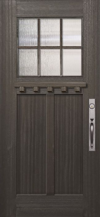 36" x 80" Craftsman 6 Lite SDL 2 Panel Mahogany Door