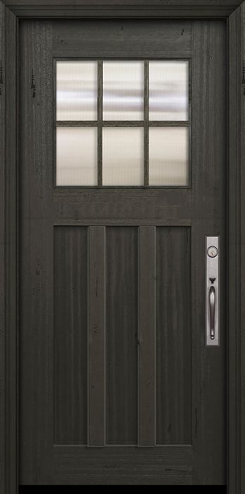 36" x 80" Craftsman 6 Lite SDL 3 Panel Mahogany Door
